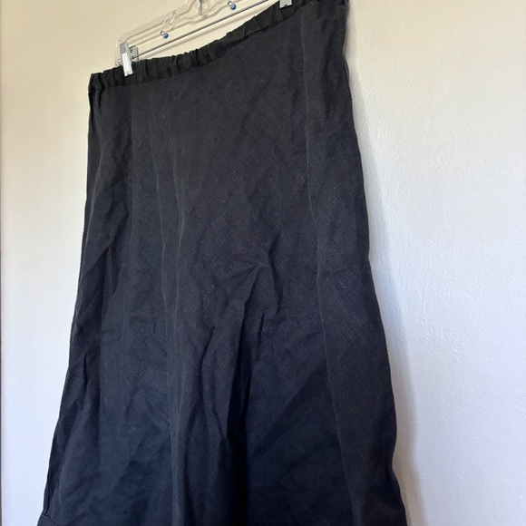 Chrzaszcz Inc Canada by Maria Wojtowicz Linen Midi Skirt Size XL Black Lagenlook - Picture 2 of 8